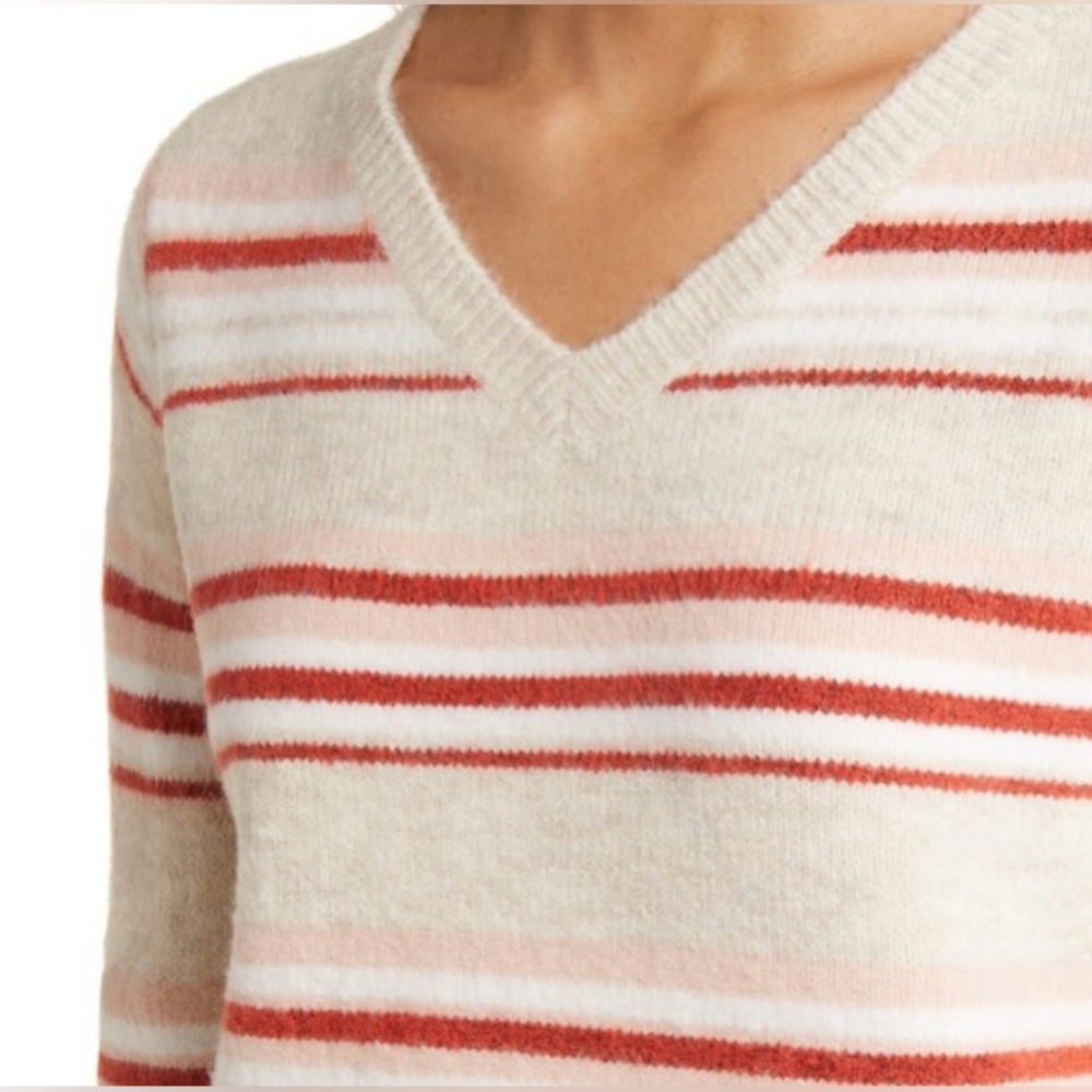 CASLON Stripe V-Neck Sweater size S NWT - Picture 2 of 4
